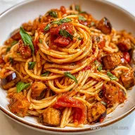Eggplant Tomato Basil Pasta for 4 Servings