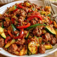 Mediterranean Ground Beef Stir Fry for 4
