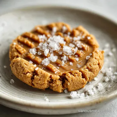 3-Ingredient Peanut Butter Cookie with Sea Salt in 20 Minutes Baked Recipe Card