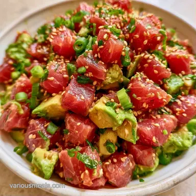 Ahi Tuna Poke with Avocado for 2 Recipe Card