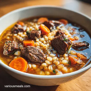 Irish-Style Beef Barley Soup Recipe Card