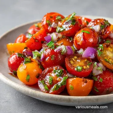 Cherry Tomato Basil Salad in 10 Minutes Recipe Card
