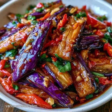 Chinese Eggplant Garlic Sauce for 4 Servings Recipe Card