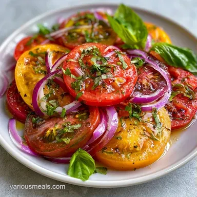 Classic Italian Tomato Salad for 4 Servings Recipe Card