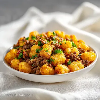 Tater Tot Casserole in 55 Minutes with Ground Beef Recipe Card