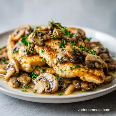 Creamy Mushroom Chicken Marsala for 4 Servings Recipe Card
