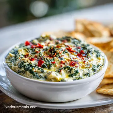 Spinach Artichoke Dip for 10 Servings with Golden Crust Recipe Card