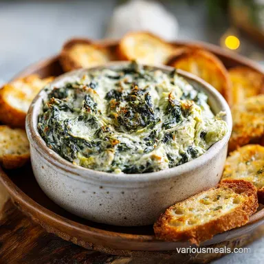 Spinach Artichoke Dip for 10 Servings with Golden Crust