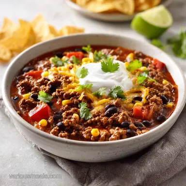 Creamy Taco Soup in 30 Minutes with Ground Beef Recipe Card