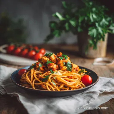Creamy Tomato Chicken Pasta for 4 Servings Recipe Card