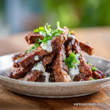 Crispy Steak Strips with Tartar Cream for 4 Servings Recipe Card