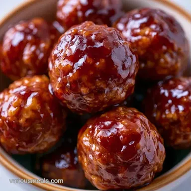 Easy Glazed Frozen Meatballs for 12 Recipe Card