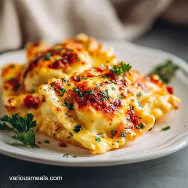 Baked Ravioli with Meat Sauce for 8 Servings Recipe Card