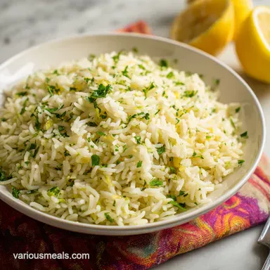 Fluffy Greek Rice with Lemon for 4 Servings Recipe Card