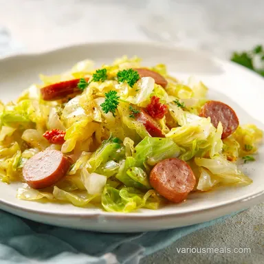 Fried Cabbage and Sausage in 25 Minutes: Caramelized and Savory Recipe Card