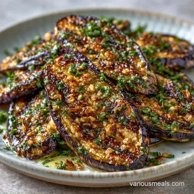 Garlic Roasted Eggplant in 30 Minutes Recipe Card