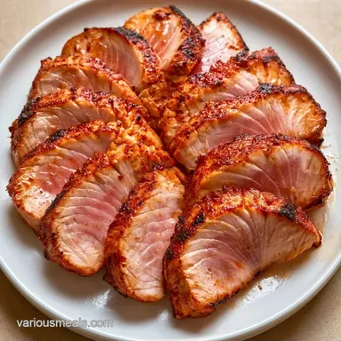 Pan-Seared Garlic Tuna Steak Recipe Card