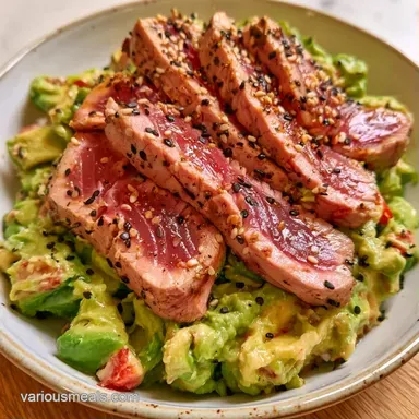 Grilled Ahi Tuna with Avocado in 13 Min Recipe Card