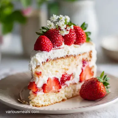 Strawberry Cake From Scratch for 12 Servings Recipe Card