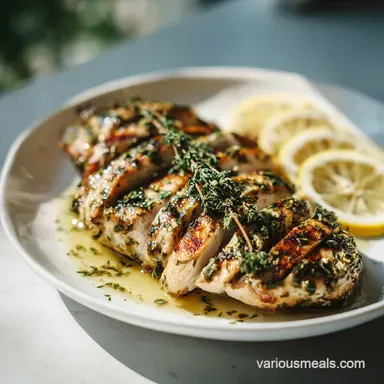 Healthy Chicken Marinade Whole30 with Lemon and Herbs for 4 Recipe Card