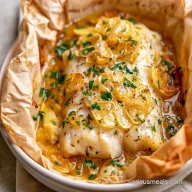 Mediterranean Fish En Papillote: Baked Recipe Card