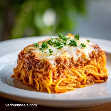 Million Dollar Spaghetti for 10 Servings with Creamy Cheese Recipe Card
