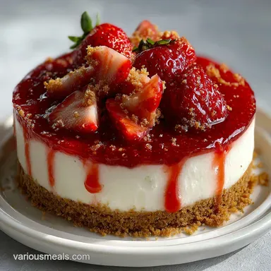 No Bake Cheesecake with Graham Cracker Crust and Fresh Strawberries: No-Bake Recipe Card