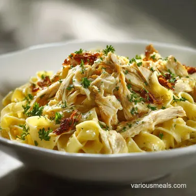 Chicken and Noodles with Shredded Chicken for 6 Servings Recipe Card