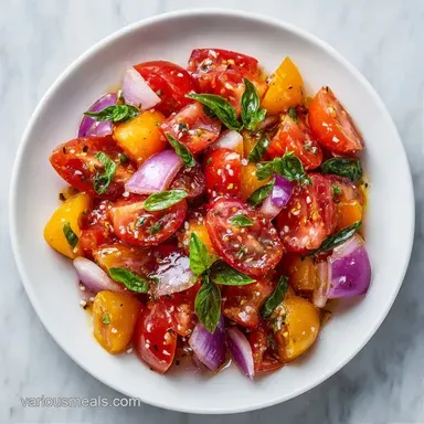 One Bowl Tomato Salad in 10 Minutes Recipe Card