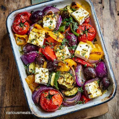 One Pan Greek Vegetable Recipe with Feta for 4