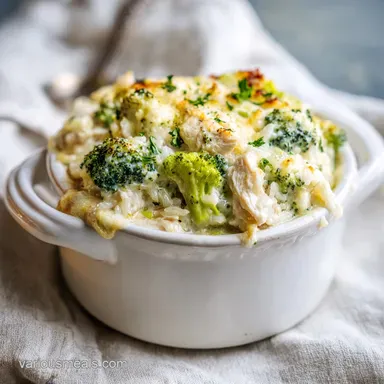 Cheesy Chicken Broccoli Rice Casserole in 30 Minutes Recipe Card
