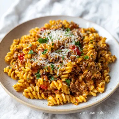 Taco Pasta in 30 Minutes with Ground Beef Recipe Card