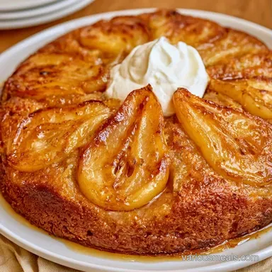 Pear Cake With Cr&egrave;me Fra&icirc;che: Tender Recipe Card
