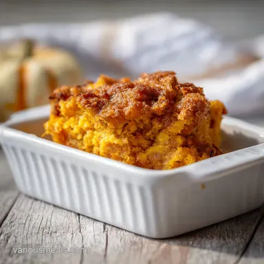 Pumpkin Dump Cake with Spice Cake Mix for 12 Servings Recipe Card