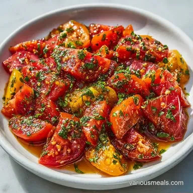 Raw Garden Tomato Salad in 20 Minutes Recipe Card