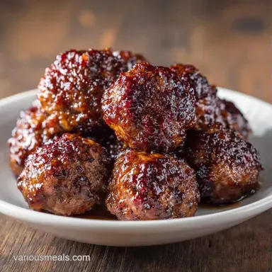 Roasted Bourbon Glazed Meatballs for 8 Recipe Card
