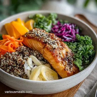 Salmon Quinoa Bowl for 4 Servings Recipe Card