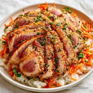 Sesame Crusted Tuna Bowl in 15 Minutes Recipe Card