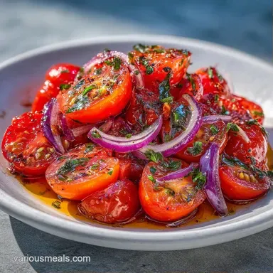 Simple Fresh Tomato Salad in 10 Minutes Recipe Card