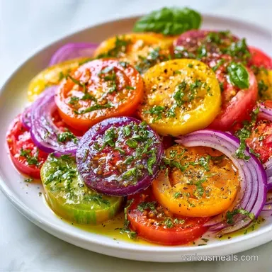 Simple Heirloom Tomato Salad in 10 Minutes Recipe Card