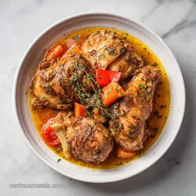 Mississippi Chicken: Slow-Cooked Tender Thighs for 6 Servings Recipe Card