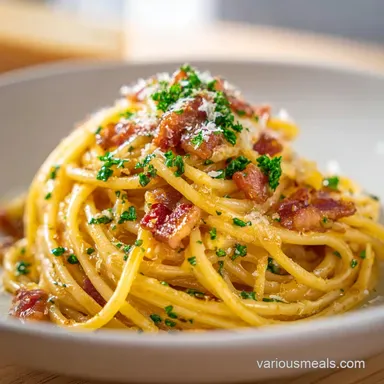 Spaghetti Carbonara Recipe for 4 Servings Recipe Card