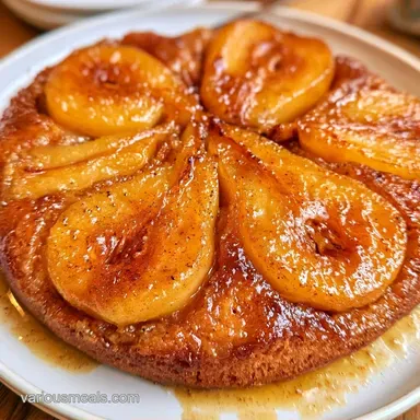 Spiced Pear UpsideDown Cake for 12 Recipe Card