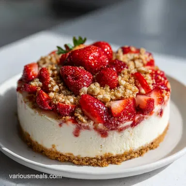 Strawberry Crunch Cheesecake Cake with Creamy Baked Filling