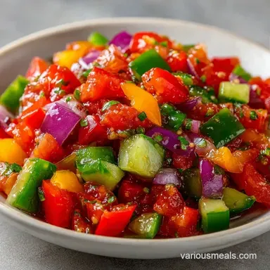Tomato and Pepper Salad in 15 Minutes Recipe Card