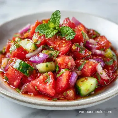 Tomato Mint Onion Salad in 17 Minutes Recipe Card