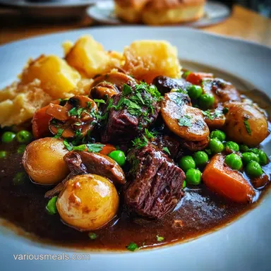 Beef Bourguignon: Slow-Cooked Tender Beef & Silky Sauce Recipe Card