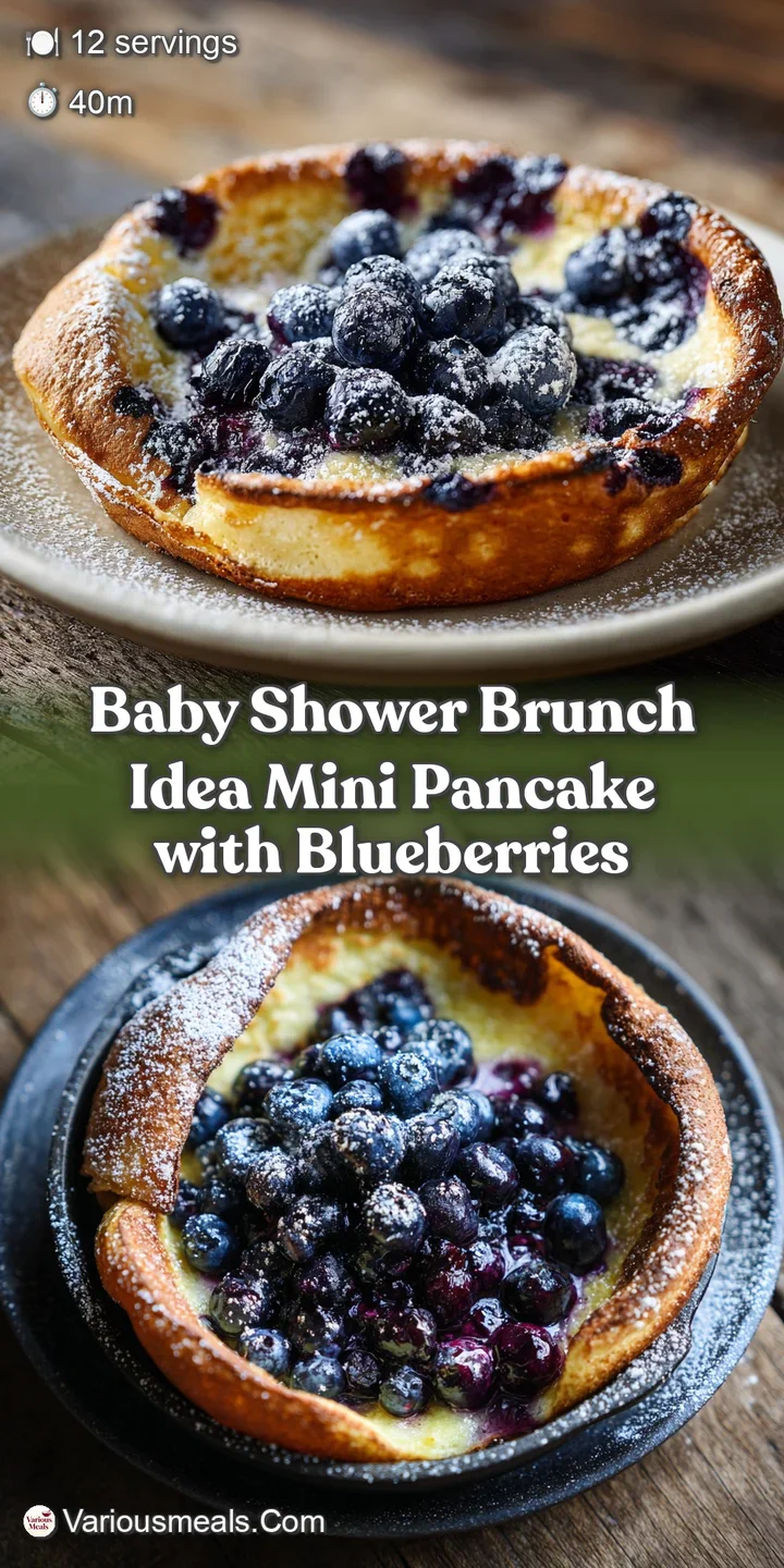 Close-up of warm mini pancakes, glistening with syrup and bursting with juicy blueberries, a tempting breakfast bite.