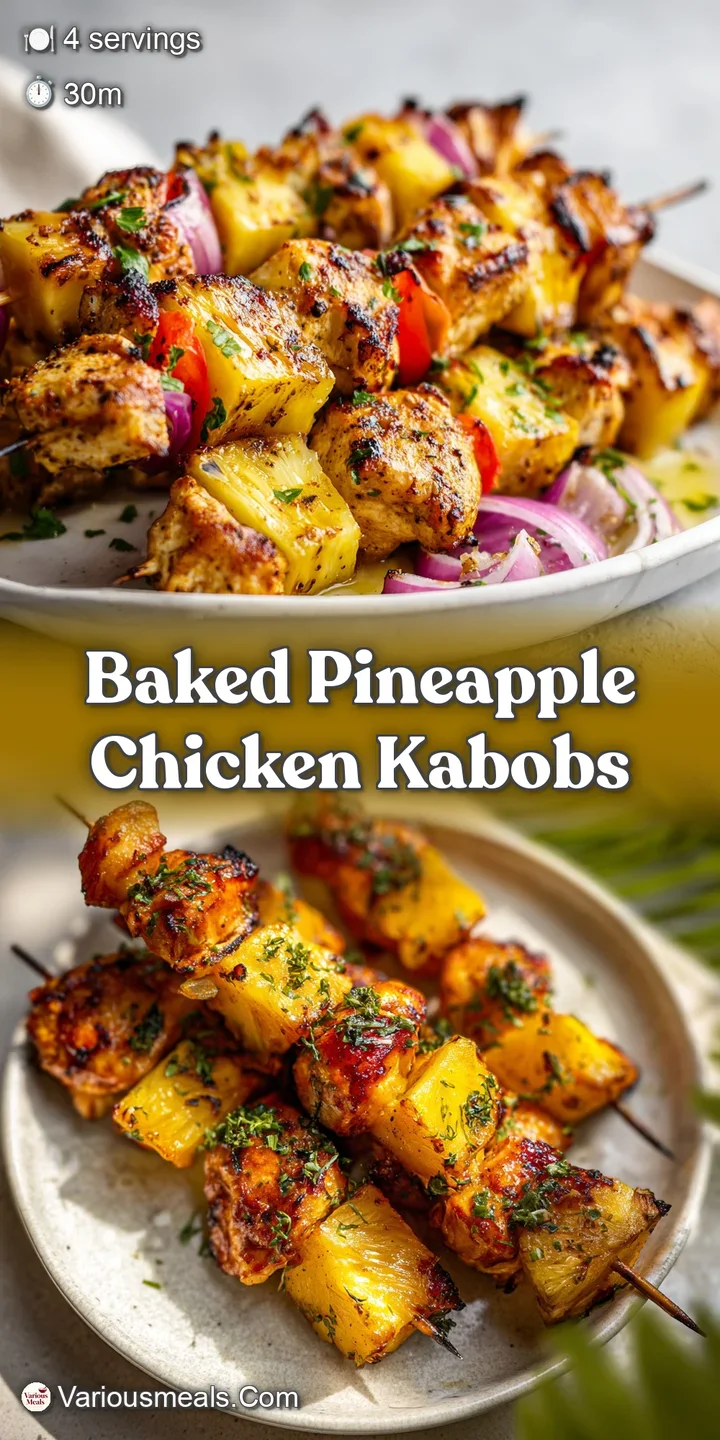 Close-up of a juicy chicken and pineapple kabob, highlighting the grill marks and sticky-sweet glaze, inviting and delicious.