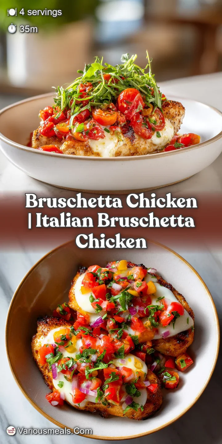 Close-up of bubbly melted cheese, diced red tomatoes, and fresh basil leaves resting on a golden seared chicken fillet.